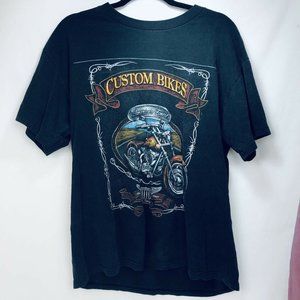 VTG 90’s Black Printed Custom Bikes Men’s‎ T-shirt